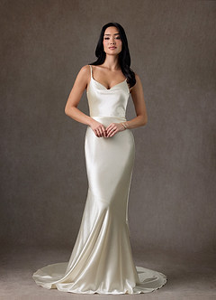 Azazie Kayla Wedding Dresses Antique White Mermaid Charmeuse Dress image2