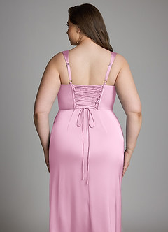 Azazie Sierra Bridesmaid Dresses Candy Pink A-Line Corset Stretch Satin Dress image14
