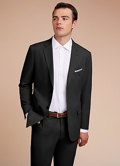 front Miles Negro Chaqueta de traje de seersucker