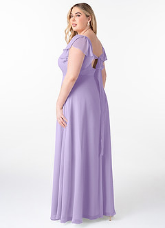 Azazie Syenna Brautjungfernkleider A-Linie Gestreift Chiffon Kleid Flieder image9