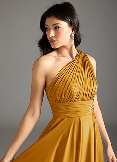 Azazie Charlize Jurken voor bruidsmeisjes Jurk van Stretch Satijn met A-lijn One-shoulder Boterbabbelaar image7