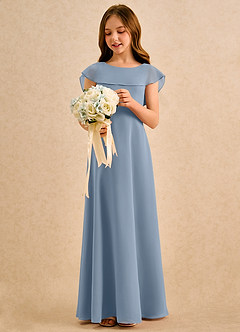 Azazie Kittie Girls Formal Sukienki dla dziewczynek sypiących kwiaty Linia A Szyfon Długość podłogi Sukienka image3