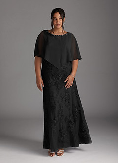 Azazie Whilhelmina vestidos de madre de la novia Vestido de Negro de Gasa de Sirena con Encaje image9