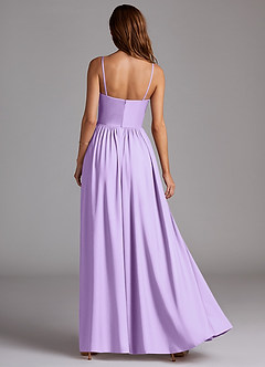 Azazie Calianna Bridesmaid Dresses Lilac A-Line Off the Shoulder Stretch Satin Convertible Dress image4