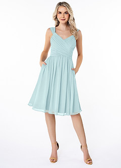 Azazie Angie Bridesmaid Dresses Sea Glass A-Line Corset Chiffon Dress image1