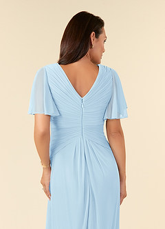 Azazie Emmeline Mère de la mariée Robes Robe Trapèze en Maille Col V plissé Bleu Ciel image6