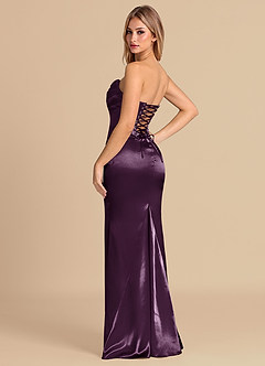 Azazie Sorrel Bridesmaid Dresses Plum Mermaid Corset Metallic Satin Convertible Dress image6