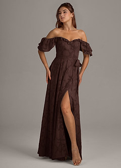 Azazie Aricella Bridesmaid Dresses Ganache A-Line Corset Floral Burnout Dress image7