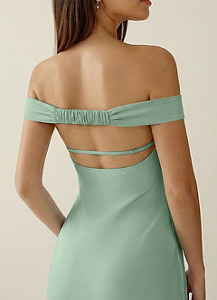 Gwendonme Agave Green Satin Crystal Linen Prom Dress image6
