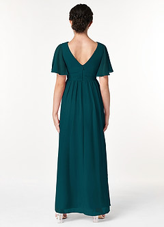 Azazie Temeka Junior Pine A-Line Pleated Chiffon Dress image2