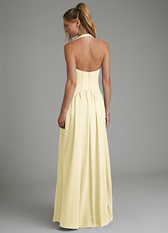 Azazie Alicia Bridesmaid Dresses Lemon Sorbet A-Line Pleated Chiffon Dress image6