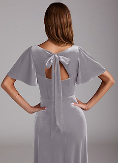 Azazie Kimber Bridesmaid Dresses French Lilac A-Line with Pockets Velvet Dress image2