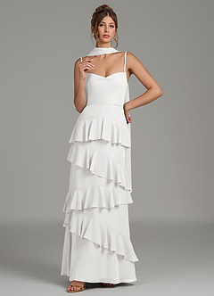 Azazie Imani Bridesmaid Dresses White A-Line Ruched Chiffon Dress image7