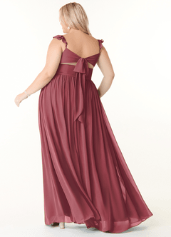 Azazie Metz Jurken voor bruidsmeisjes Jurk van Chiffon met A-Lijn Pailletten Zoethart Merlot image8