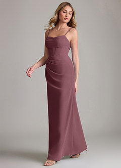 Azazie Mai Bridesmaid Dresses Sangria Sheath Pleated Chiffon Dress image4