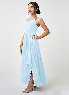 Azazie Collette Junior Sky Blue A-Line Ruched Chiffon Dress image3