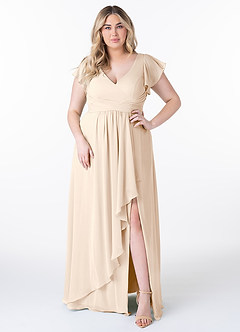 Azazie Omari Brautjungfernkleider A-Linie Chiffon Kleid Alabaster Weiß image7