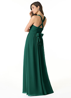 Azazie Olani Brautjungfernkleider Wandelbar A-Linie Schulterfrei Chiffon Kleid Smaragd image3