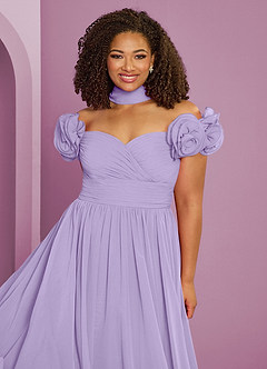 Barbie ♥ Azazie Jurken voor bruidsmeisjes Converteerbaar Jurk van Chiffon met A-Lijn Off the Shoulder Lila image11