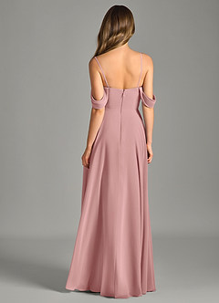 Azazie Chelsey Abiti da Damigella Abito Convertibile A-Line in Chiffon a Spalla Scoperta Rosa Polverosa image7