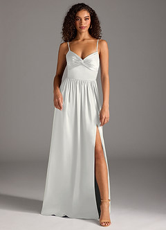 Azazie Zeya Šaty pro družičky A-Line Plisovaný Strečový satén Délka podlahy Šaty image2