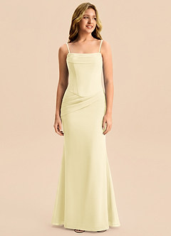 Azazie Sorrel Junior Lemon Sorbet Mermaid Pleated Chiffon Dress image6