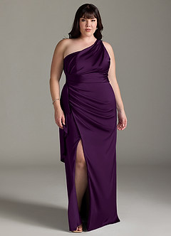Azazie Maive Robes de demoiselle d'honneur Robe Fourreau en Satin extensible Rayé Grain De Raisin image5