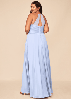 Azazie Ginger Bridesmaid Dresses Ice A-Line Halter Pleated Chiffon Dress image11