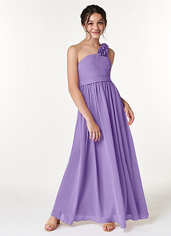 Azazie Flower Junior Tahiti A-Line Pleated Chiffon Dress image3