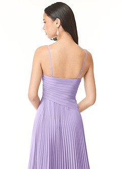 Azazie Vini Robes de demoiselle d'honneur Robe Trapèze en Mousseline de soie Col V plissé Lilas image5