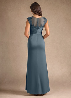 Azazie Santa Barbara Mother of the Bride Dresses Twilight Sheath Pleated Stretch Satin Dress image3