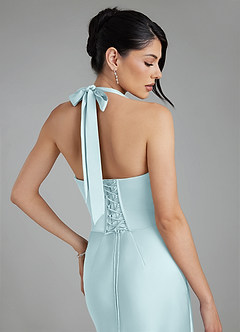 Azazie Torrance Robes de demoiselle d'honneur Robe Sirène en Satin extensible Corset Bleu Nuage image2