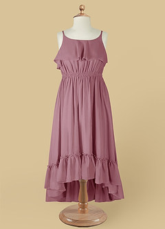 Azazie Karmen Jurken voor bloemenmeisjes A-Lijn Jurk van Chiffon Ruches Vintage Mauve image9