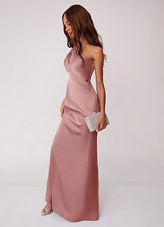 Barbie ♥ Azazie Bridesmaid Dresses Dusty Rose Sheath Stretch Satin Dress image5