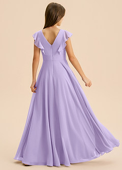 Azazie Anysa Junior Robe Trapèze en Mousseline de soie Rayé Lilas image2