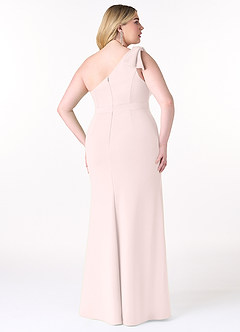 Azazie Rinna Bridesmaid Dresses Blushing Pink Mermaid One Shoulder Stretch Crepe Dress image6
