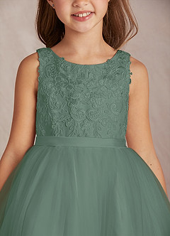 Azazie Calla Flower Girl Dresses Eucalyptus Ball-Gown Lace Tulle Dress image6