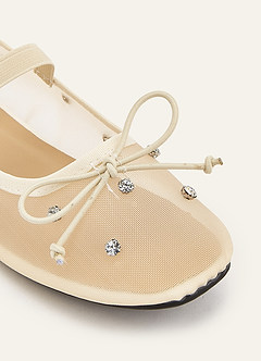 front Belle Crystal Mesh Ballet Flats with Bow