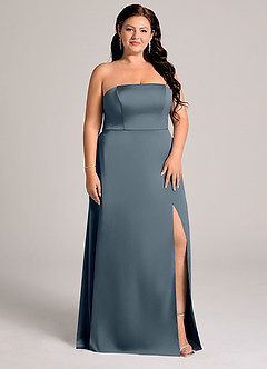 Azazie Wren Brudtärnklänningar Klä av A-Linje i Stretch Satin Axelbandslös Skymning Konvertibel image9