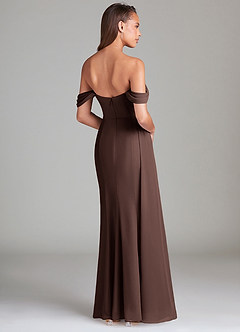 Azazie Amyra Bridesmaid Dresses Ganache Sheath Off the Shoulder Chiffon Convertible Dress image4
