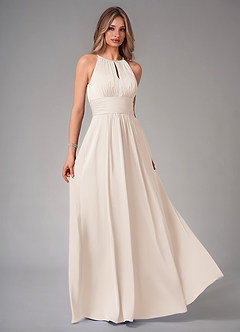 Azazie Bonnie Bridesmaid Dresses White Alabaster A-Line Pleated Stretch Satin Dress image1