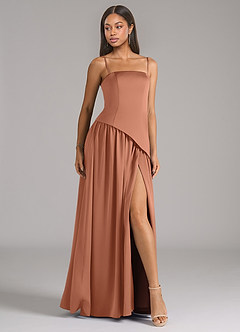 Azazie Adeline Bridesmaid Dresses Bronzer A-Line Strapless Stretch Satin Convertible Dress image6