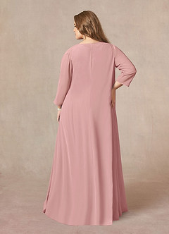 Azazie Kana Final Sale Dusty Rose A-Line Scoop lace Chiffon Dress image12