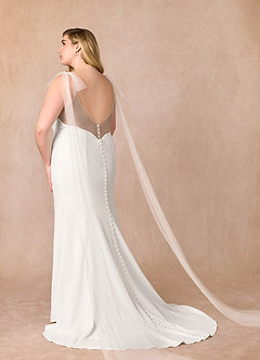 Azazie Sharen Wedding Dresses Diamond White Cocoa Mermaid Stretch Crepe Dress image12