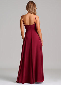 Azazie Elle Robes de demoiselle d'honneur Robe Trapèze en Mousseline de soie Plissée Bourgogne image7