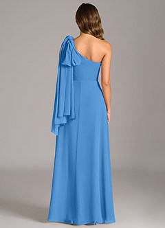 Azazie Tella Brautjungfernkleider A-Linie One-Shoulder Chiffon Kleid Blauhäher image7