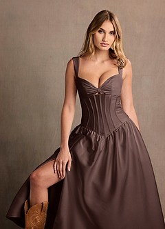Arwen Truffle Dropped Waist Midi Dress image7