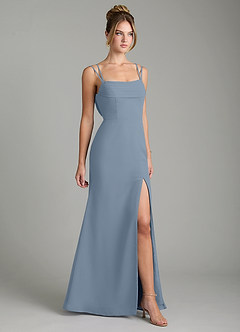 Azazie Egypt Bridesmaid Dresses Dusty Blue Sheath Sweetheart Neckline Chiffon Dress image5