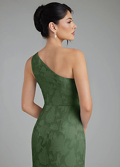 Azazie Akilah Jurken voor bruidsmeisjes Jurk van Bloemen Burn-out met Zeemeermin One-shoulder Eucalyptus image7