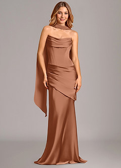 Azazie Pelagia Suknie dla druhen Syrena Gorset Satyna elastyczna Do ziemi Sukienka image2